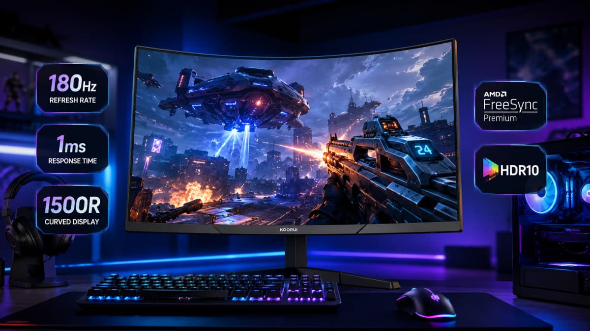KOORUI 24 Inch Curved Gaming Monitor Review 2026: Best Budget 180Hz Gaming Monitor?